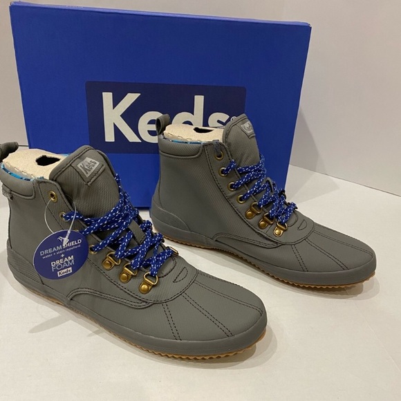 Keds Gray Scout Matte Twill WX chunky Ankle Boots - Picture 1 of 16